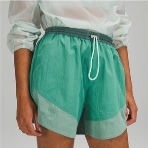 Nylon Lululemon shorts size 4. Evergreen seafoam green